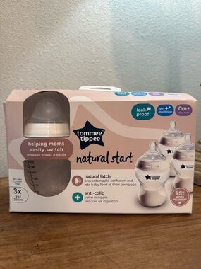 Tommee Tippee Natural Start Bottles 9oz 3 Pack New Leak Proof Baby New in Box